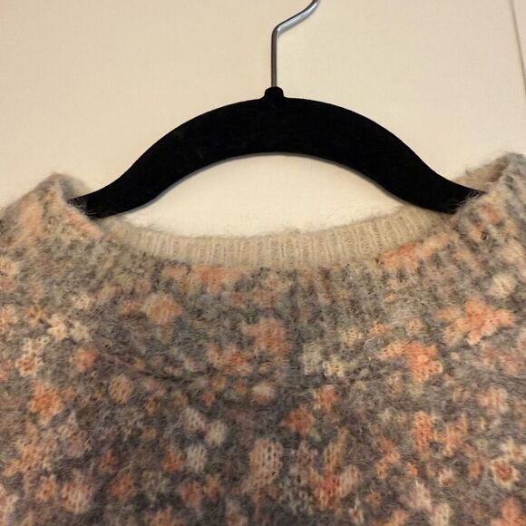 Bartolini Mohair/Alpaca Blend Soft Gray & Coral Sweater Sz M Cottagecore - Picture 6 of 15